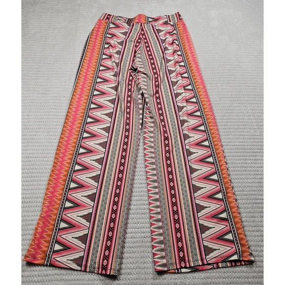 Violet B Wide Leg Pants Womens Medium Pull On Elastic Waist Geometric Print - Picture 6 of 7